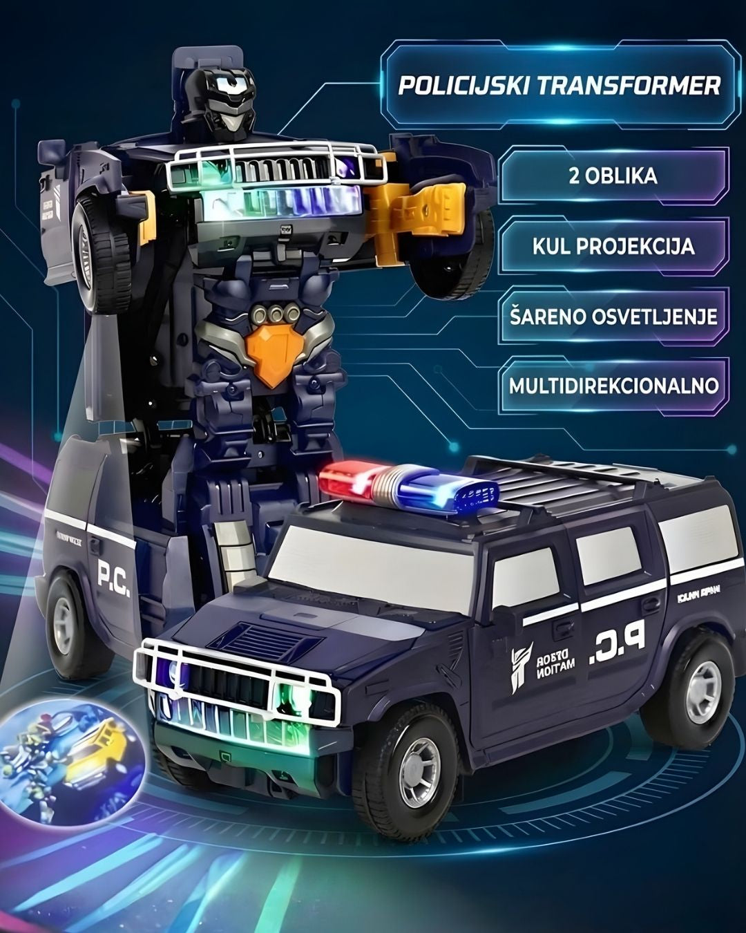 Magični Policijski Transformer, 2u1 Auto i Robot