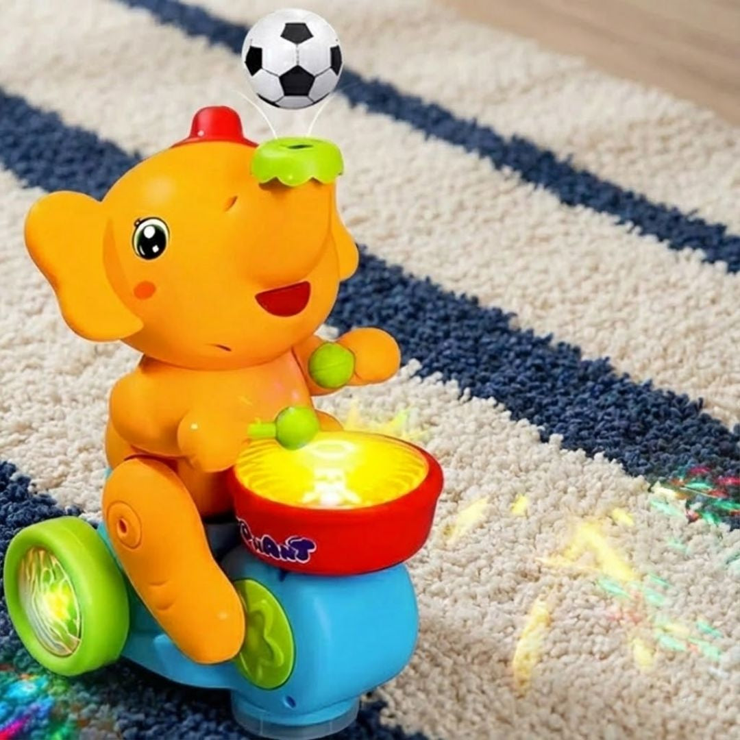 Slatki Muzički Slon sa Svetlom, Bubnjem i Loptom