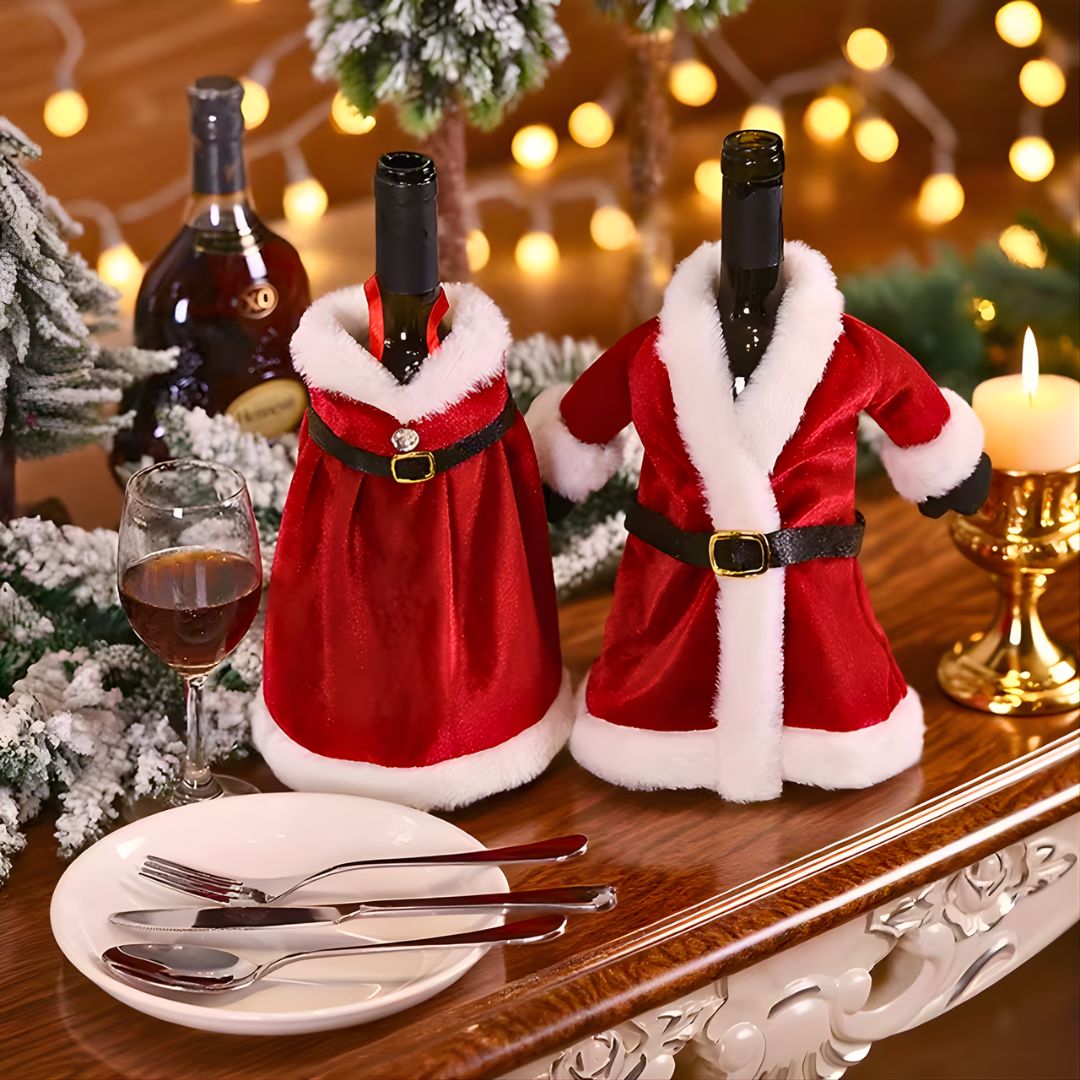 Novogodišnja Odela za Flaše - Set od 2 Komada